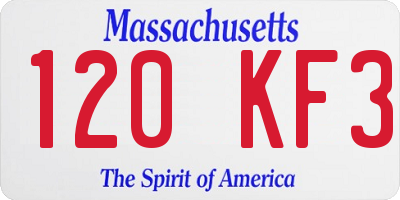 MA license plate 120KF3