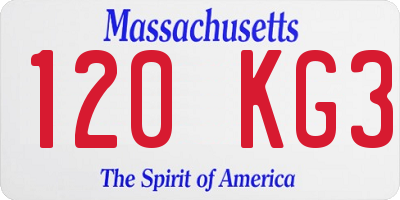 MA license plate 120KG3