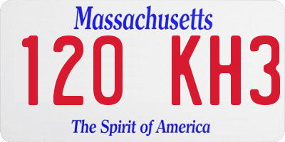 MA license plate 120KH3