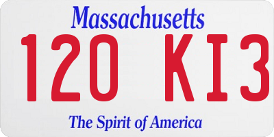 MA license plate 120KI3