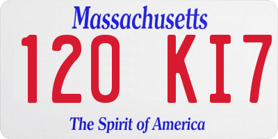 MA license plate 120KI7