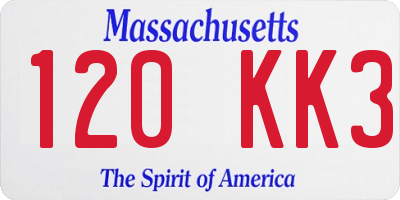 MA license plate 120KK3