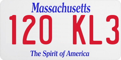 MA license plate 120KL3