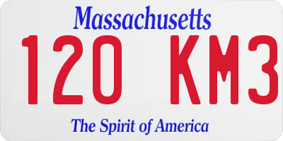 MA license plate 120KM3