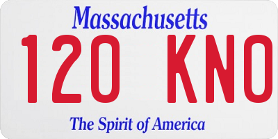 MA license plate 120KN0