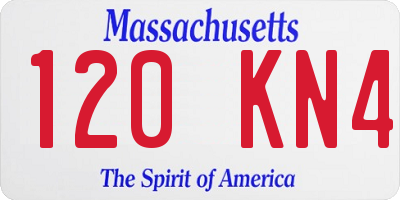 MA license plate 120KN4