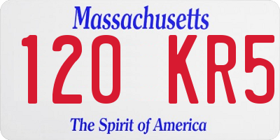 MA license plate 120KR5