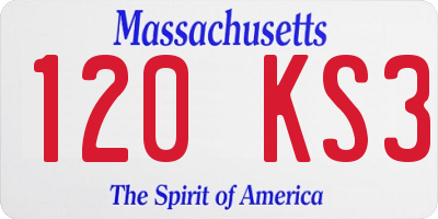 MA license plate 120KS3
