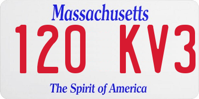 MA license plate 120KV3