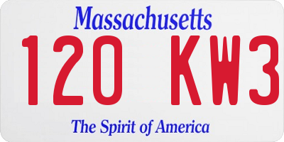MA license plate 120KW3