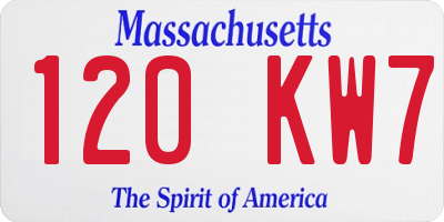 MA license plate 120KW7