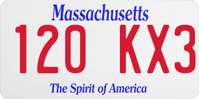 MA license plate 120KX3