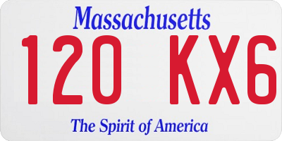 MA license plate 120KX6