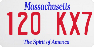 MA license plate 120KX7