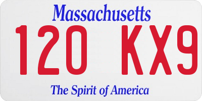 MA license plate 120KX9