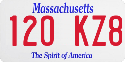MA license plate 120KZ8