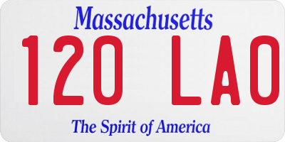 MA license plate 120LA0