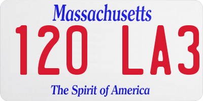 MA license plate 120LA3