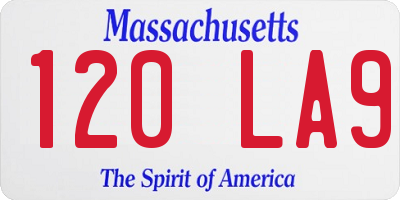 MA license plate 120LA9