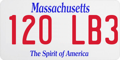 MA license plate 120LB3