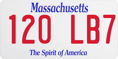 MA license plate 120LB7