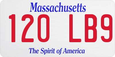 MA license plate 120LB9
