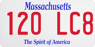 MA license plate 120LC8