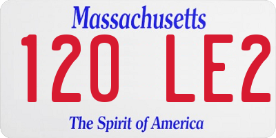 MA license plate 120LE2