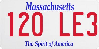 MA license plate 120LE3