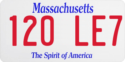 MA license plate 120LE7