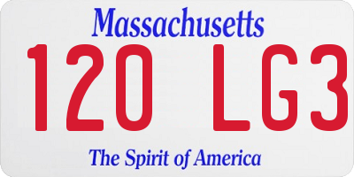 MA license plate 120LG3