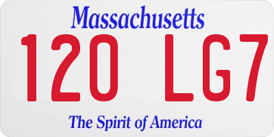 MA license plate 120LG7