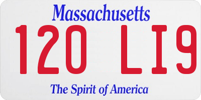 MA license plate 120LI9