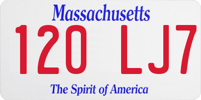 MA license plate 120LJ7