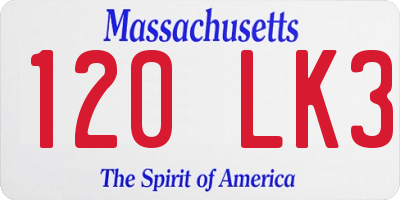 MA license plate 120LK3