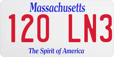 MA license plate 120LN3