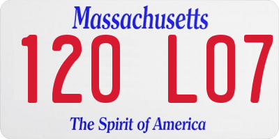 MA license plate 120LO7