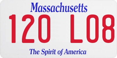 MA license plate 120LO8