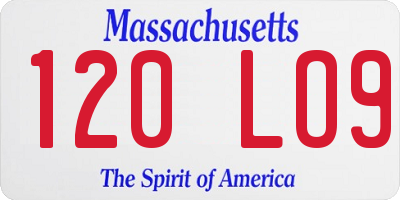MA license plate 120LO9