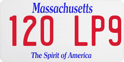 MA license plate 120LP9