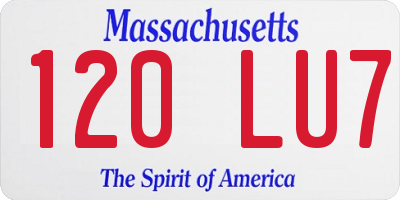 MA license plate 120LU7