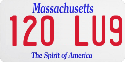 MA license plate 120LU9