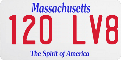 MA license plate 120LV8