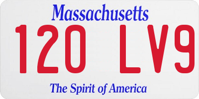 MA license plate 120LV9