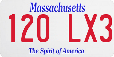 MA license plate 120LX3