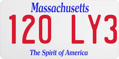 MA license plate 120LY3
