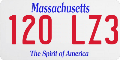 MA license plate 120LZ3