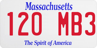 MA license plate 120MB3