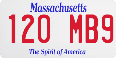 MA license plate 120MB9