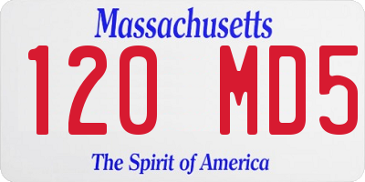 MA license plate 120MD5